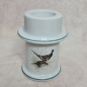 1 Vintage Colonial White 5" Porcelain Pheasant Votive & Taper Candle Holder Japa